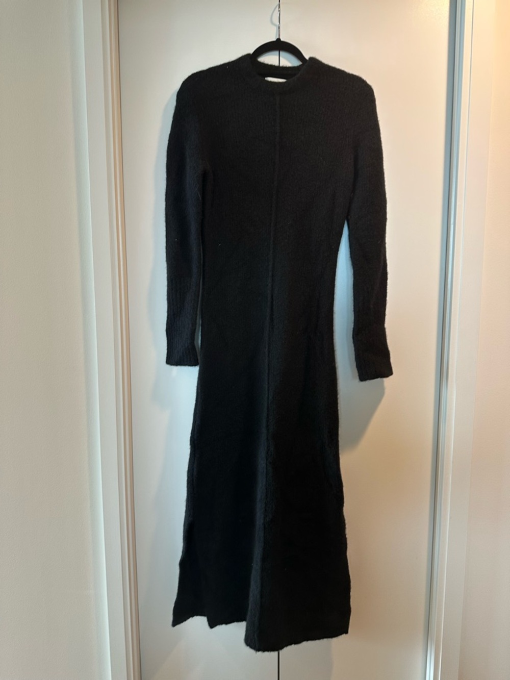 Loulou Studio Bisha Cashmere Long Sleeve Black Knit Maxi Dress with Side Slits - Picture 4 of 6